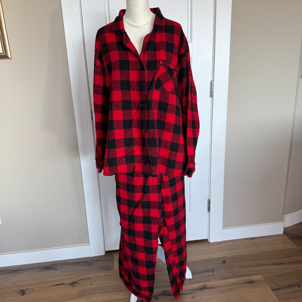 Wondershop Red & Black Button-up Plaid Flannel Pajamas - 2X